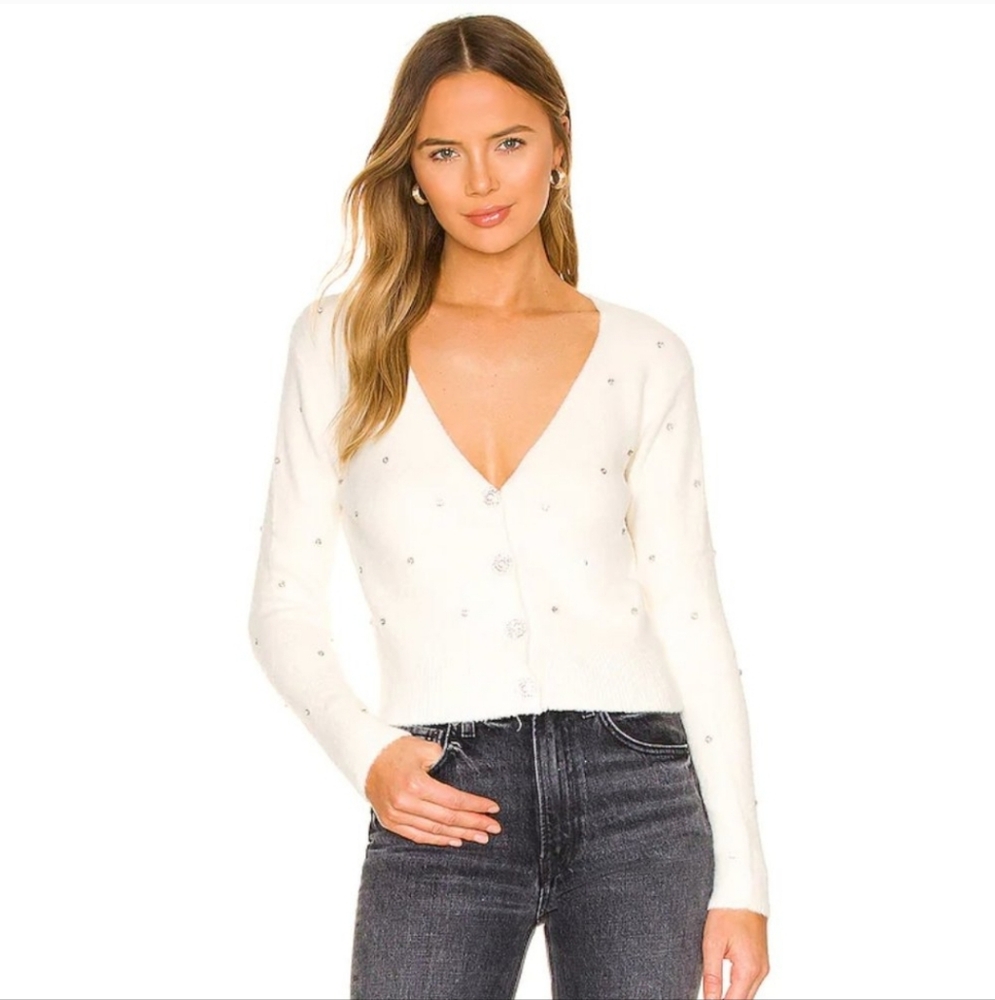 NEW ASTR the Label Tea Party Cardigan/skirt in Ivory White Knit Set